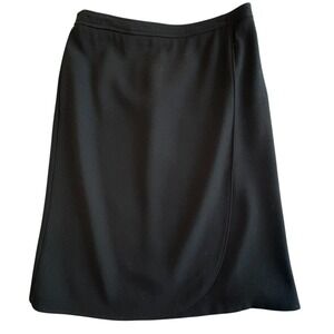Giorgio Armani Black Wool Wrap Skirt Womens Size 8 Fully Lined Collezioni